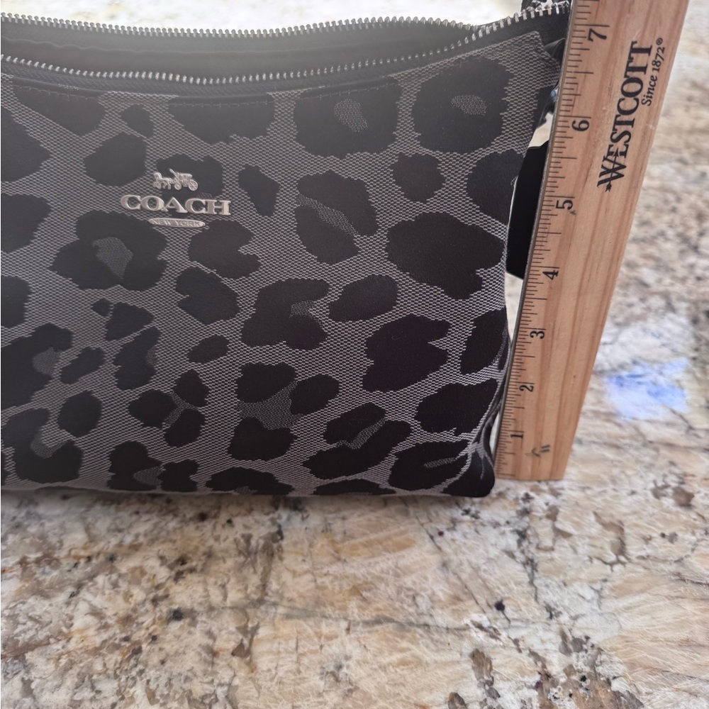 Coach Black & Gray Leopard Print Crossbody Pouch - Picture 7 of 7